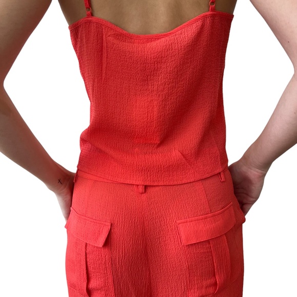 Solid & Striped Cover UP Swim SET Lucia Seersucker Top Cami Roya Pants Coral MED - Picture 10 of 10